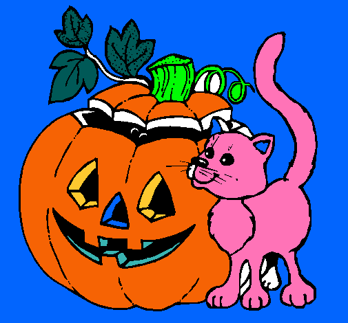 Calabaza y gato