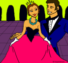 Dibujo Princesa y príncipe en el baile pintado por cardumen