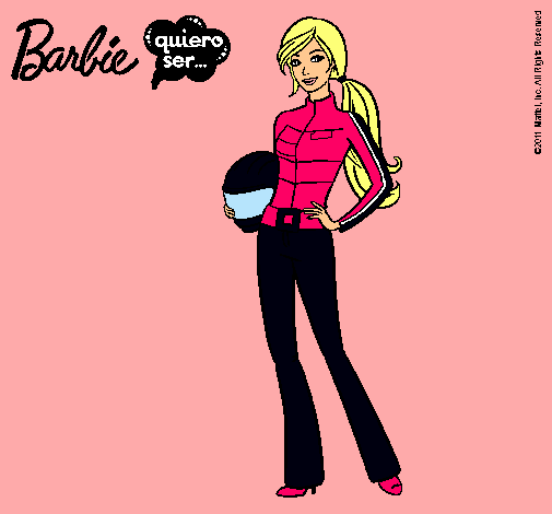 Dibujo Barbie piloto de motos pintado por cielogpe