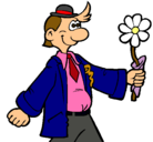 Dibujo Hombre contento con una flor pintado por loyola