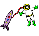 Dibujo Cohete y astronauta pintado por caloies