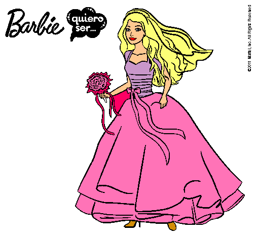 Dibujo Barbie vestida de novia pintado por JIMENAF