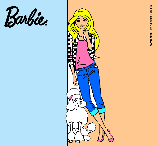 Barbie con cazadora de cuadros