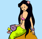 Dibujo Sirena con caracola pintado por arcoiris03
