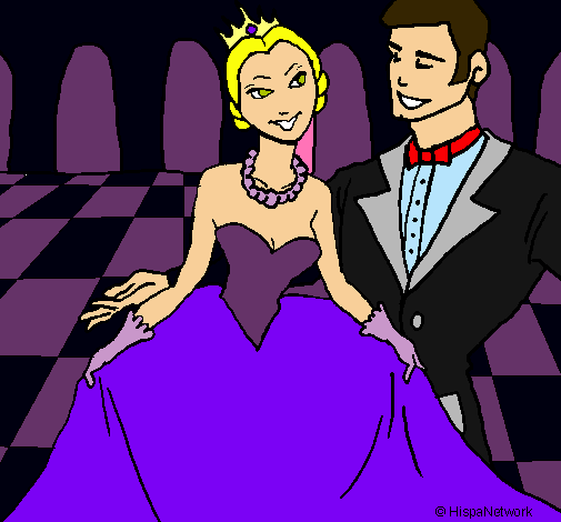 Princesa y príncipe en el baile