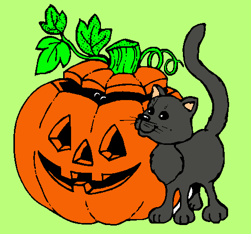 Calabaza y gato