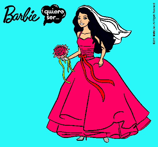 Dibujo Barbie vestida de novia pintado por stephspikit