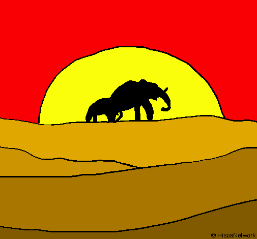 Elefante en el amanecer