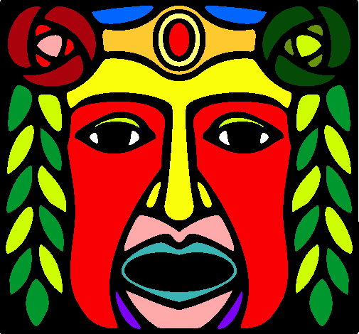 Dibujo Máscara Maya pintado por floropirana