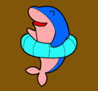 Dibujo Delfín con flotador pintado por acosta