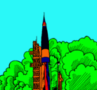 Dibujo Lanzamiento cohete pintado por walter