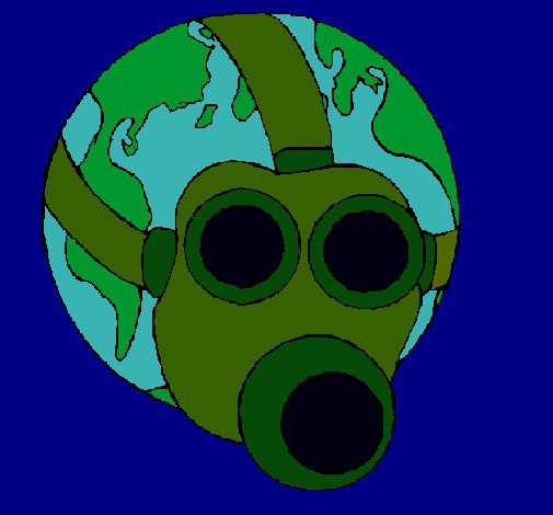 Dibujo Tierra con máscara de gas pintado por Lindamente