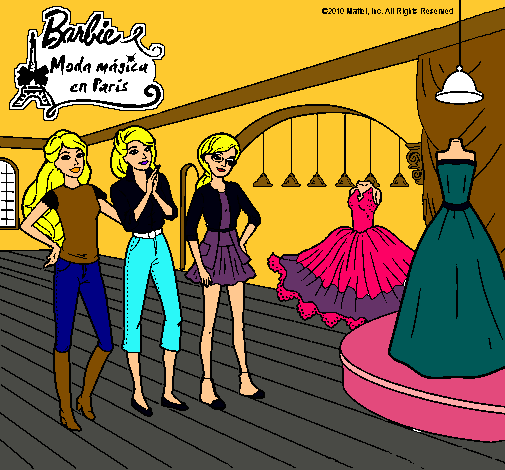 Barbie mirando vestidos