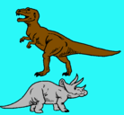 Dibujo Triceratops y tiranosaurios rex pintado por megraton