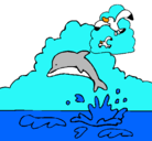 Dibujo Delfín y gaviota pintado por hrjlfvkdgfie