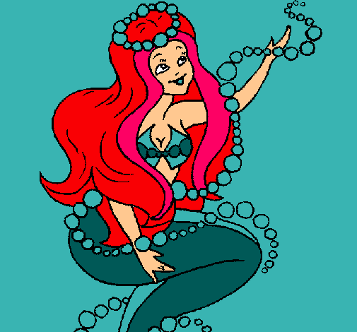 Dibujo Sirena entre burbujas pintado por sebastian4