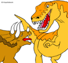 Dibujo Lucha de dinosaurios pintado por floropirana