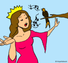 Dibujo Princesa cantando pintado por flavi