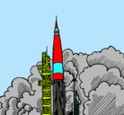 Dibujo Lanzamiento cohete pintado por Coete