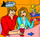 Dibujo Barbie y su amigo en la heladería pintado por claruchi