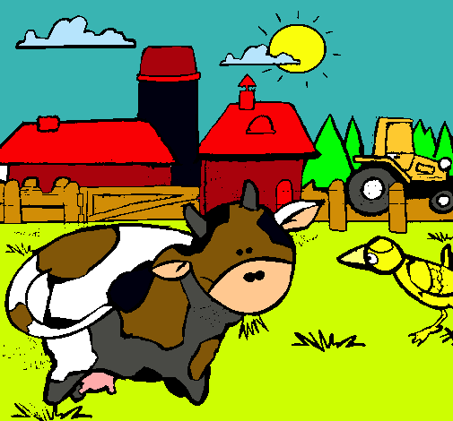 Vaca en la granja