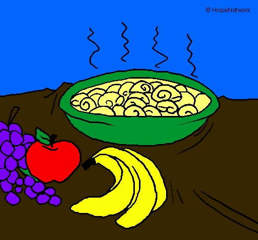 Dibujo Fruta y caracoles a la cazuela pintado por valentinas02