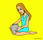 Dibujo Mujer y jarrón pintado por vaiolet