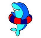 Dibujo Delfín con flotador pintado por geras