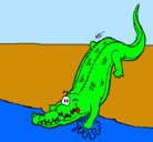 Dibujo Aligátor entrando al agua pintado por GOBA