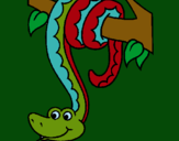Dibujo Serpiente colgada de un árbol pintado por lurdes22