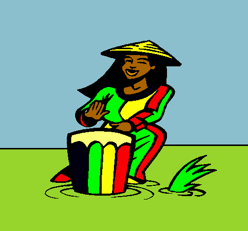 Mujer tocando el bongó