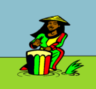 Dibujo Mujer tocando el bongó pintado por tonda