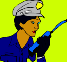 Dibujo Policía con el walkie pintado por jotapetrov