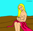 Dibujo Madre con su bebe pintado por cambla