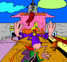 Dibujo Cigüeña en un barco pintado por dussan?