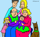 Dibujo Familia pintado por celeste