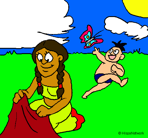 Madre e hijo mayas