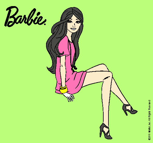 Dibujo Barbie sentada pintado por sheillah
