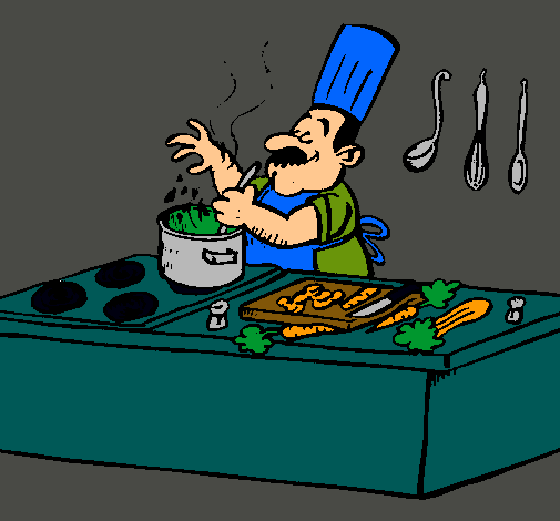 Cocinero en la cocina