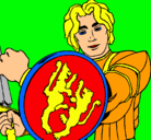 Dibujo Caballero con escudo de león pintado por pepepeposo