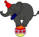 Dibujo Elefante encima de una pelota pintado por LORO