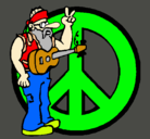 Dibujo Músico hippy pintado por retron