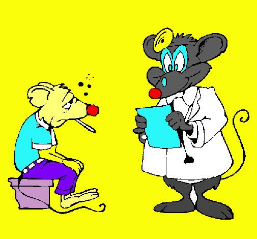 Doctor y paciente ratón