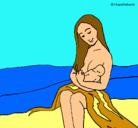 Dibujo Madre con su bebe pintado por momita