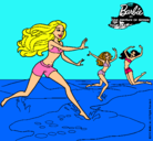Dibujo Barbie de regreso a la playa pintado por AGUCHI