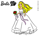 Dibujo Barbie vestida de novia pintado por katia4