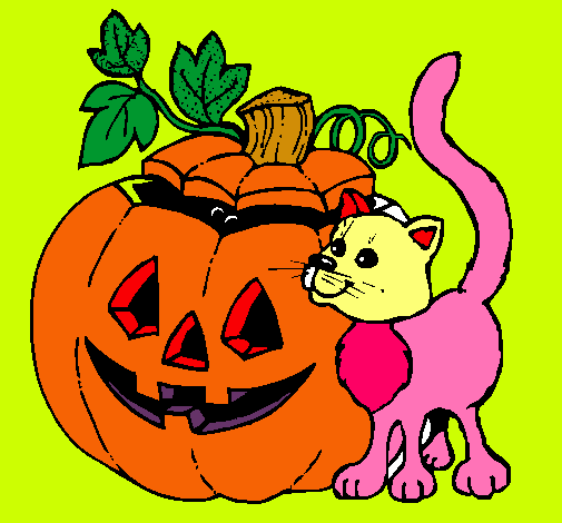 Calabaza y gato