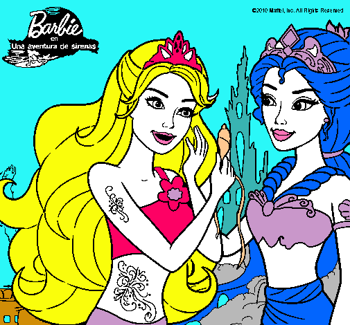 Dibujo Barbie se despiede de la reina sirena pintado por 259los