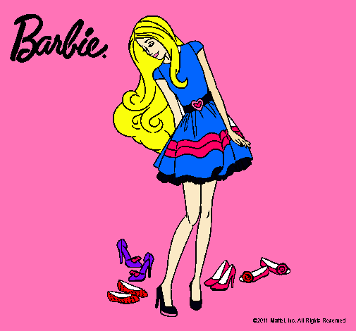 Dibujo Barbie y su colección de zapatos pintado por rapera