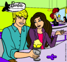 Dibujo Barbie y su amigo en la heladería pintado por kate